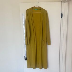 Benetton Mustard Wool Blend Long Cardigan XS-S